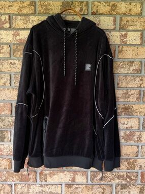 Men’s Rocksmith Hoodie Size 2XL Black Velour Zippered Pockets Excellent!